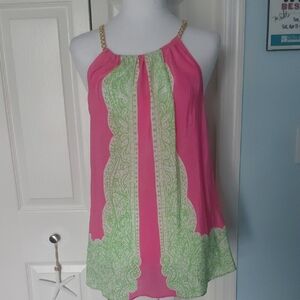 Lilly Pulitzer Pink and Green Halter Top